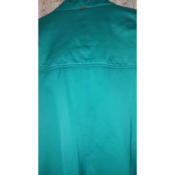 St. John Woman Teal Green Windbreaker Size L Zipper Snaps Pockets FLAW SNAGS - Picture 9 of 16